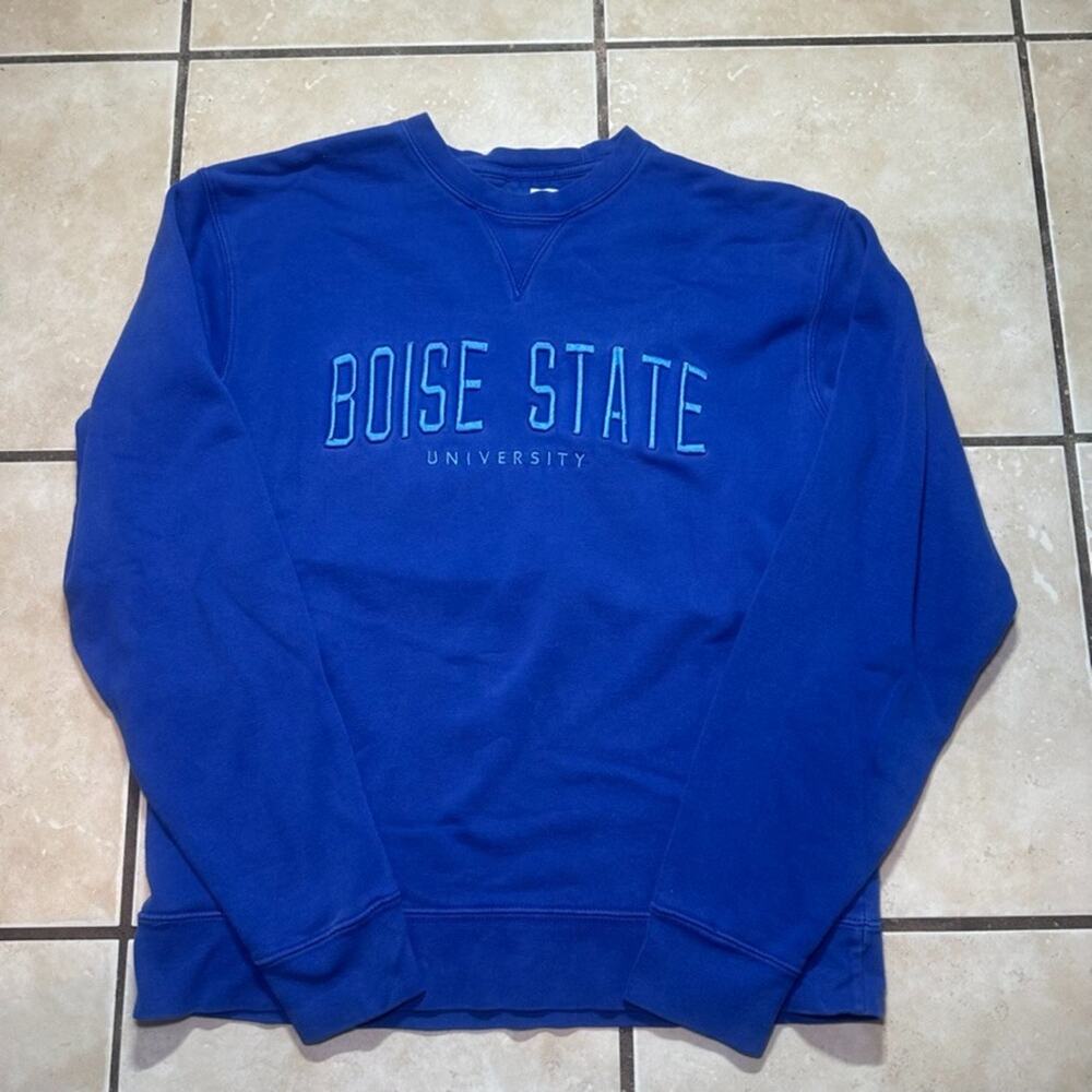 Boise State University Broncos Big Cotton Blue Crewneck Sweatshirt Mens Medium